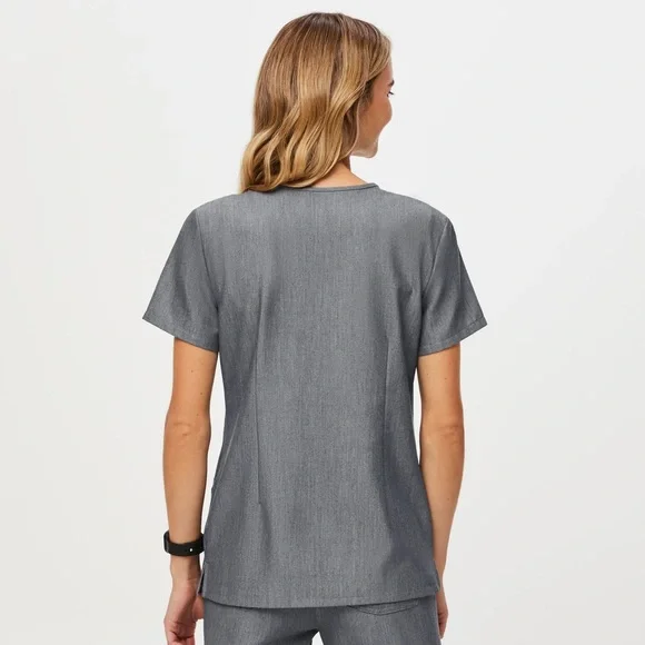 Figs Charcoal Women's V-Neck Scrub Top - Picture 4 of 7